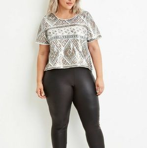 FOREVER 21 PLUS Geo Pattern  Sequin Top